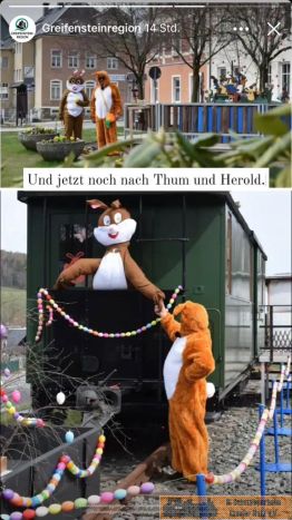 der Osterhase ist gleich mit einen Fernsehteam zu uns gekommen